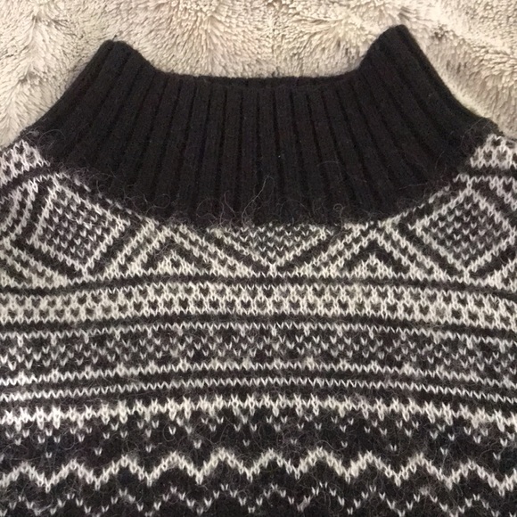 Black & white fairs isle mohair sweater M tunic acrylic knit Vintage - Picture 4 of 6